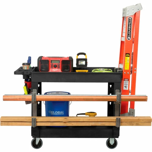 New π Global Industrial Utility Cart w/2 Shelves & 5" Casters, 44"L x 25-1/2"W x 32-1/2"H, Black π - Image 10