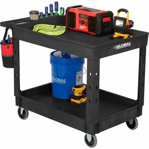 New π Global Industrial Utility Cart w/2 Shelves & 5" Casters, 44"L x 25-1/2"W x 32-1/2"H, Black π - Image 11