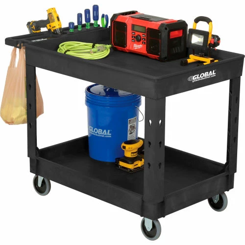 New π Global Industrial Utility Cart w/2 Shelves & 5" Casters, 44"L x 25-1/2"W x 32-1/2"H, Black π - Image 12
