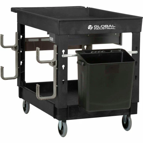 New π Global Industrial Utility Cart w/2 Shelves & 5" Casters, 44"L x 25-1/2"W x 32-1/2"H, Black π - Image 17