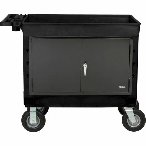 Cheap π₯ Global Industrial Plastic Utility Cart w/2 Tray Shelves, 44"L x 25-1/2"W x 32-1/2"H, Black π - Image 2