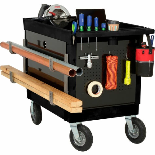 Cheap π₯ Global Industrial Plastic Utility Cart w/2 Tray Shelves, 44"L x 25-1/2"W x 32-1/2"H, Black π - Image 4