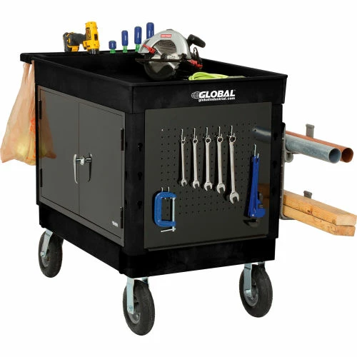 Cheap π₯ Global Industrial Plastic Utility Cart w/2 Tray Shelves, 44"L x 25-1/2"W x 32-1/2"H, Black π - Image 6