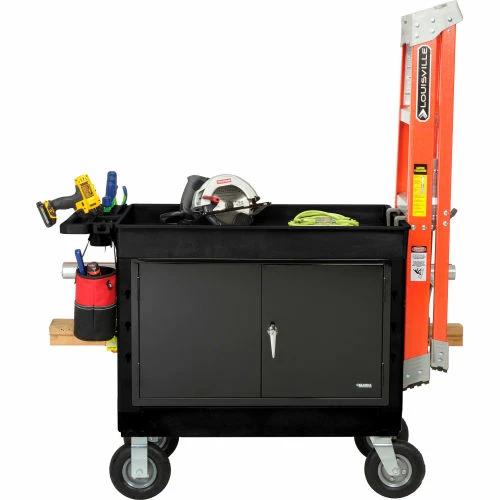 Cheap π₯ Global Industrial Plastic Utility Cart w/2 Tray Shelves, 44"L x 25-1/2"W x 32-1/2"H, Black π - Image 8