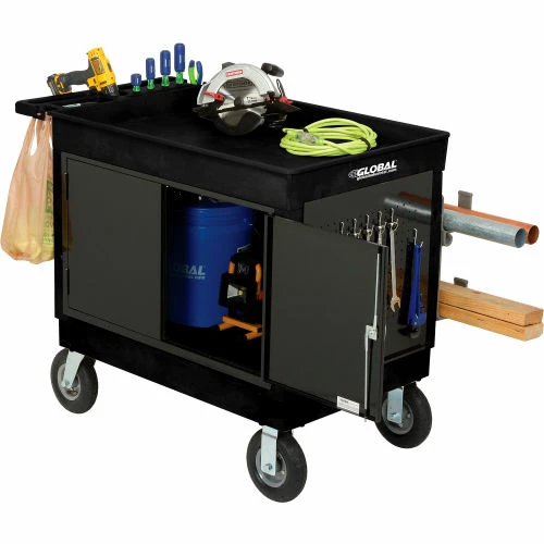 Cheap π₯ Global Industrial Plastic Utility Cart w/2 Tray Shelves, 44"L x 25-1/2"W x 32-1/2"H, Black π - Image 15