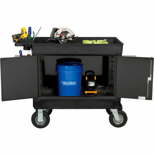 Cheap π₯ Global Industrial Plastic Utility Cart w/2 Tray Shelves, 44"L x 25-1/2"W x 32-1/2"H, Black π - Image 24