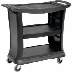 Deals π€© Rubbermaid® Service Cart w/3 Shelves & Enclosed Ends, 300 lb. Cap, 39"L x 21"W x 38"H, Black βοΈ