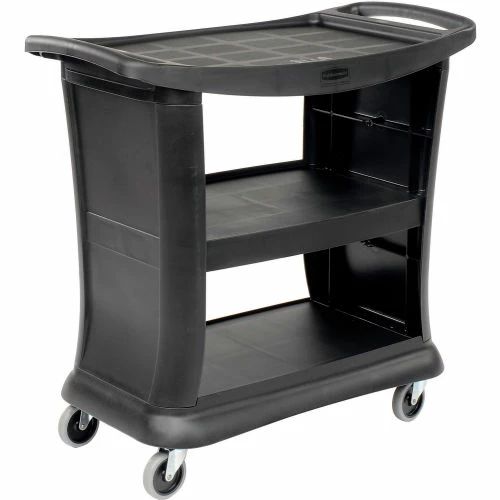 Deals π€© Rubbermaid® Service Cart w/3 Shelves & Enclosed Ends, 300 lb. Cap, 39"L x 21"W x 38"H, Black βοΈ - Image 2