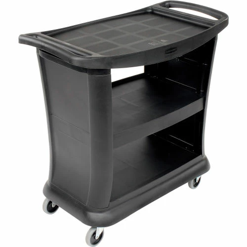 Deals π€© Rubbermaid® Service Cart w/3 Shelves & Enclosed Ends, 300 lb. Cap, 39"L x 21"W x 38"H, Black βοΈ - Image 3
