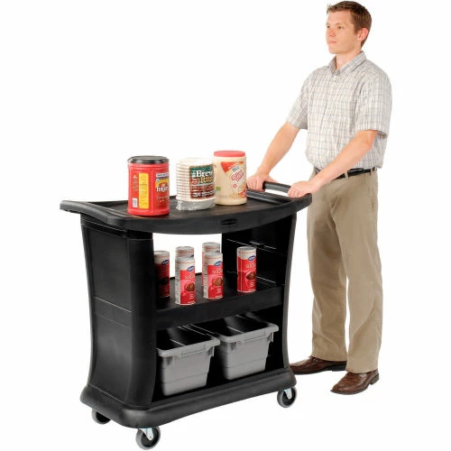 Deals π€© Rubbermaid® Service Cart w/3 Shelves & Enclosed Ends, 300 lb. Cap, 39"L x 21"W x 38"H, Black βοΈ - Image 4