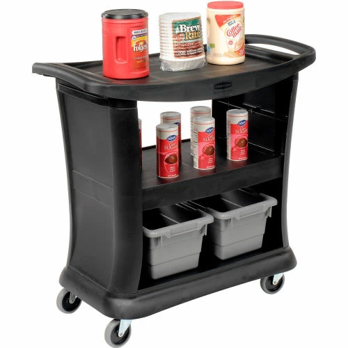Deals π€© Rubbermaid® Service Cart w/3 Shelves & Enclosed Ends, 300 lb. Cap, 39"L x 21"W x 38"H, Black βοΈ - Image 5