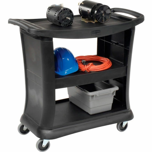Deals π€© Rubbermaid® Service Cart w/3 Shelves & Enclosed Ends, 300 lb. Cap, 39"L x 21"W x 38"H, Black βοΈ - Image 6