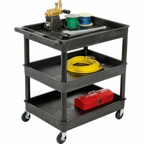 Flash Sale π Luxor® TC111 Tray Top Shelf 3 Shelf Plastic Utility Cart 32x24 4" Casters βοΈ