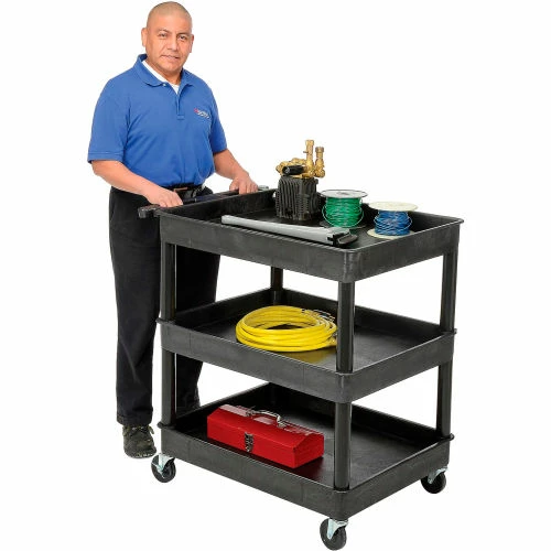 Flash Sale π Luxor® TC111 Tray Top Shelf 3 Shelf Plastic Utility Cart 32x24 4" Casters βοΈ - Image 5