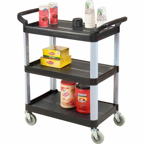 Promo β¨ Luxor Service Cart w/3 Shelves, 200 lb. Capacity, 33-1/2"L x 16-3/4"W x 36-3/4"H, Black π₯ - Image 3