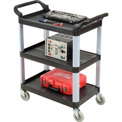 Promo β¨ Luxor Service Cart w/3 Shelves, 200 lb. Capacity, 33-1/2"L x 16-3/4"W x 36-3/4"H, Black π₯ - Image 5