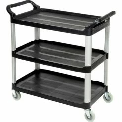 Best Pirce 🛒 Luxor® Service Cart, Aluminum Posts, 3 Shelf, 40-1/2"Lx19-3/4"W, Black 😉
