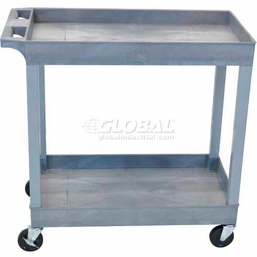 Best deal π Luxor Plastic Utility Cart w/2 Shelves, 400 lb. Capacity, 35-1/4"L x 18"W x 34-1/4"H, Gray π - Image 2