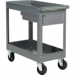 Hot Sale π Global Industrial Stock Cart w/1 Drawer & 2 Shelves, 800 lb. Cap, 30"L x 16"W x 32"H, Gray π₯°