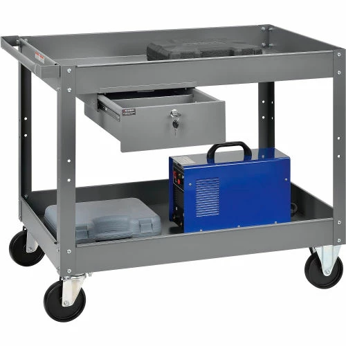 Deals π€© Global Industrial Stock Cart w/1 Drawer & 2 Shelves, 500 lb. Cap, 36"L x 24"W x 32"H, Gray π