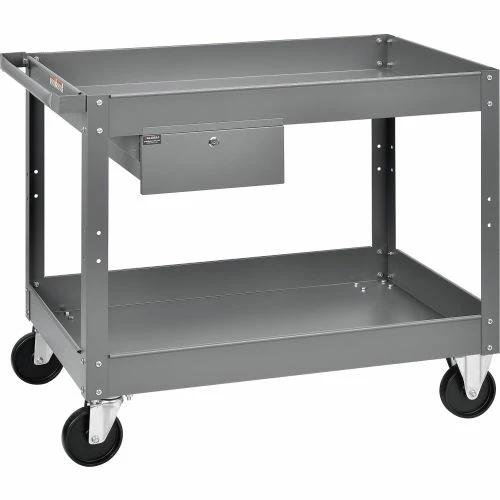 Deals π€© Global Industrial Stock Cart w/1 Drawer & 2 Shelves, 500 lb. Cap, 36"L x 24"W x 32"H, Gray π - Image 2
