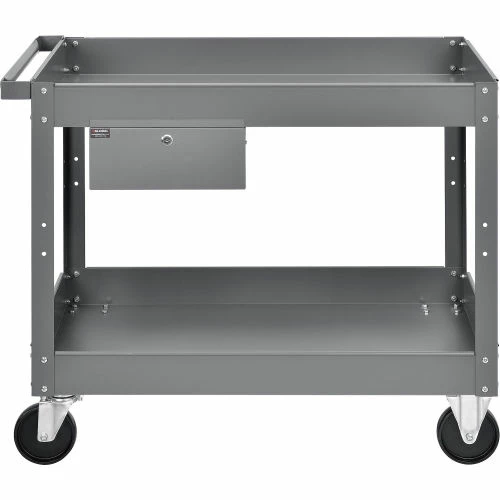 Deals π€© Global Industrial Stock Cart w/1 Drawer & 2 Shelves, 500 lb. Cap, 36"L x 24"W x 32"H, Gray π - Image 3
