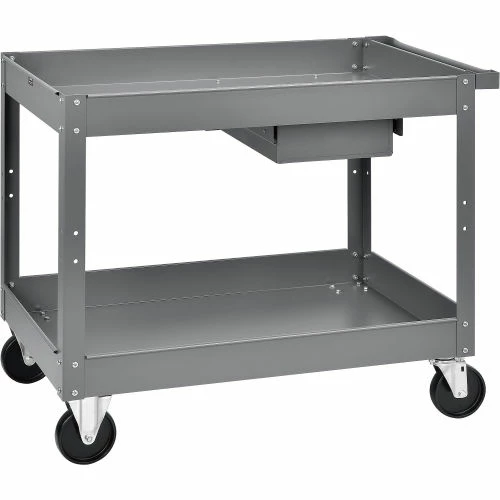 Deals π€© Global Industrial Stock Cart w/1 Drawer & 2 Shelves, 500 lb. Cap, 36"L x 24"W x 32"H, Gray π - Image 4