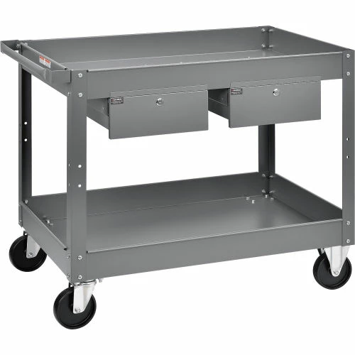 Cheap π Global Industrial Stock Cart w/2 Drawers & 2 Shelves, 500 lb. Cap, 36"L x 24"W x 32"H, Gray π - Image 2