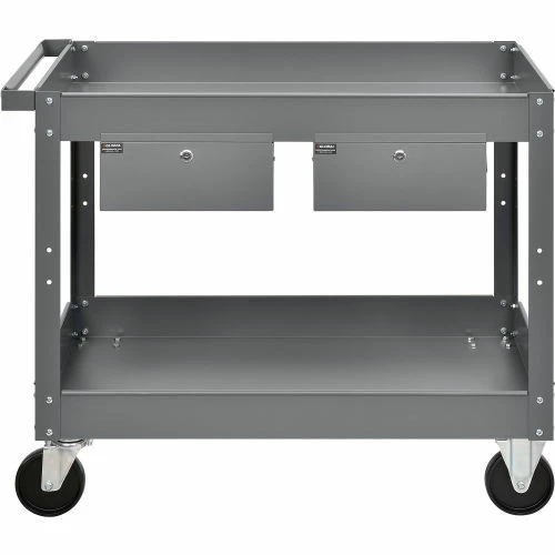 Cheap π Global Industrial Stock Cart w/2 Drawers & 2 Shelves, 500 lb. Cap, 36"L x 24"W x 32"H, Gray π - Image 3