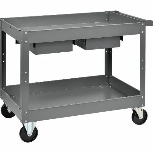 Cheap π Global Industrial Stock Cart w/2 Drawers & 2 Shelves, 500 lb. Cap, 36"L x 24"W x 32"H, Gray π - Image 4