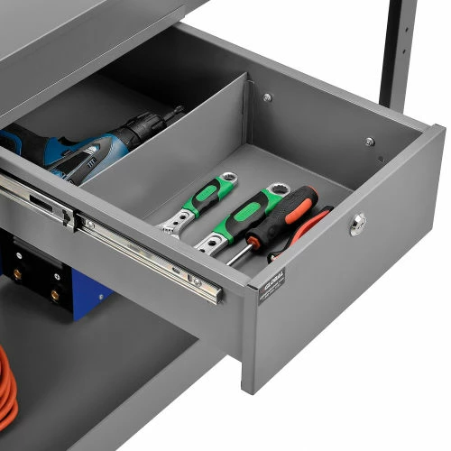 Brand new β¨ Global Industrial Stock Cart w/1 Drawer & 2 Shelves, 800 lb. Cap, 36"L x 24"W x 32"H, Gray π₯° - Image 5