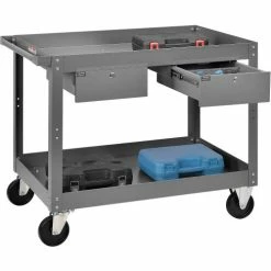 Cheapest 🌟 Global Industrial™ Stock Cart w/2 Drawers & 2 Shelves, 800 lb. Cap, 36"L x 24"W x 32"H, Gray 🛒