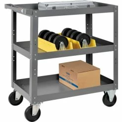 Outlet ⭐ Global Industrial™ Steel Stock Cart w/3 Shelves, 800 lb. Capacity, 30"L x 18"W x 36"H 😀