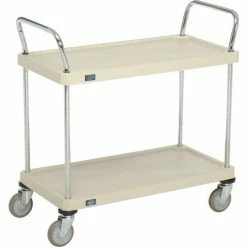 Best Pirce βοΈ Nexel® Plastic Utility Cart w/2 Shelves & Poly Casters, 600 lb. Cap, 36"L x 18"W x 39"H, Tan β