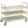 Best deal 🎉 Nexel® Plastic Utility Cart w/3 Shelves & Poly Brake Casters, 900 lb. Cap, 48"L x 24"W x 39"H ⌛