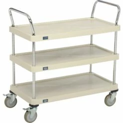 Cheap π Nexel® Plastic Utility Cart w/3 Shelves & Poly Brake Casters, 900 lb. Cap, 36"L x 18"W x 39"H π
