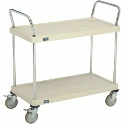 Cheapest π― Nexel® Plastic Utility Cart w/2 Shelves & Poly Brake Casters, 600 lb. Cap, 36"L x 18"W x 39"H β€οΈ