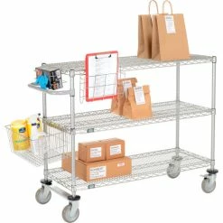Brand new 🤩 Nexelate® Curbside Cart w/3 Wire Shelves & Polyurethane Casters, 48"L x 18"W x 40"H 😍