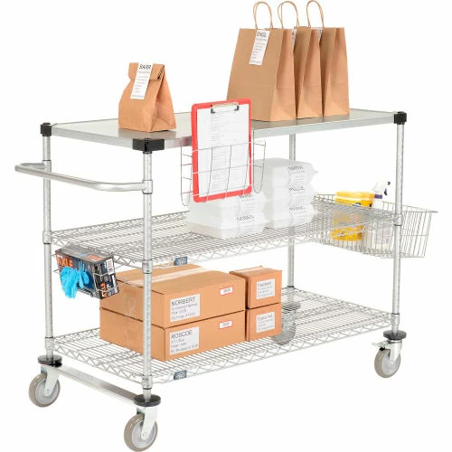 Buy π Nexel® Chrome Curbside Cart w/Shelves & Polyurethane Casters, 48"L x 24"W x 40"H π