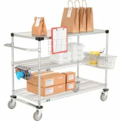 Best Sale π₯ Nexel® Chrome Curbside Cart w/Shelves & Polyurethane Casters, 72"L x 18"W x 40"H π