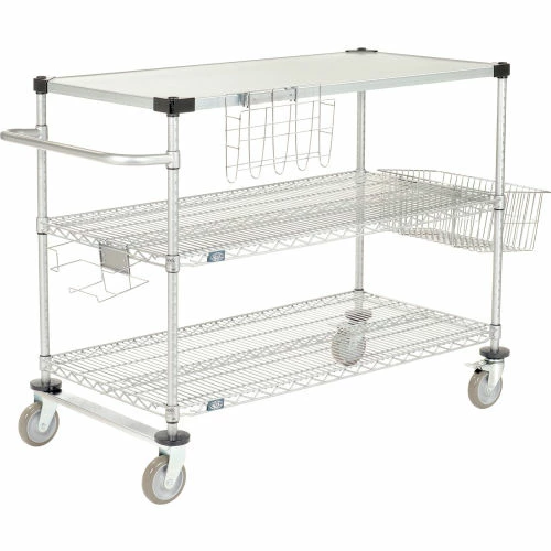 Outlet π Nexel® Chrome Curbside Cart w/Shelves & Polyurethane Casters, 48"L x 18"W x 40"H β - Image 2