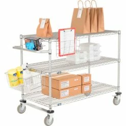 Hot Sale π Nexelate® Curbside Cart w/3 Wire Shelves & Polyurethane Casters, 36"L x 24"W x 40"H π