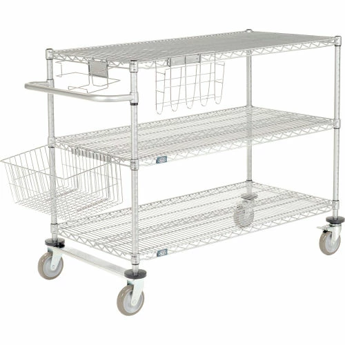 Wholesale 🤩 Nexelate® Curbside Cart w/3 Wire Shelves & Polyurethane Casters, 72"L x 18"W x 40"H 🧨 - Image 2