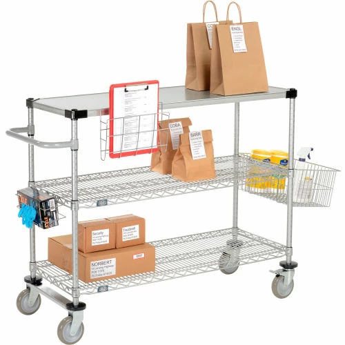 Cheap 💯 Nexelate® Curbside Cart w/3 Shelves & Polyurethane Casters, 48"L x 18"W x 40"H ❤️