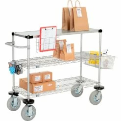 Best deal π Nexelate® Curbside Cart w/3 Shelves & Pneumatic Casters, 48"L x 18"W x 43"H π