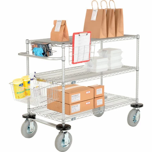 Best deal ๐คฉ Nexelate® Curbside Cart w/3 Wire Shelves & Pneumatic Casters, 30"L x 21"W x 43"H ๐