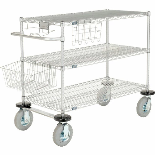 Coupon ๐ Nexelate® Curbside Cart w/3 Wire Shelves & Pneumatic Casters, 30"L x 18"W x 43"H โญ - Image 2