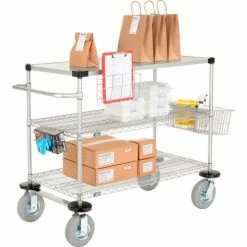 Best Sale π₯ Nexelate® Curbside Cart w/3 Shelves & Pneumatic Casters, 36"L x 18"W x 43"H π