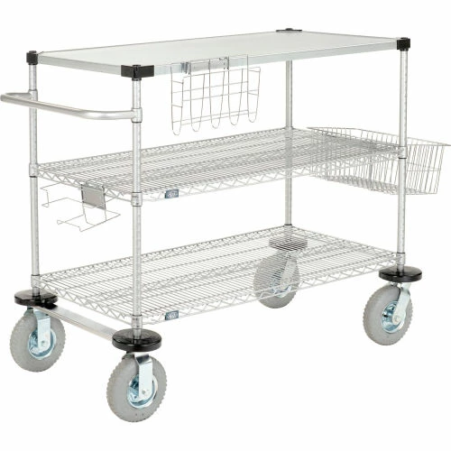 Top 10 π Nexel® Chrome Curbside Cart w/3 Shelves & Pneumatic Casters, 60"L x 24"W x 43"H β - Image 2