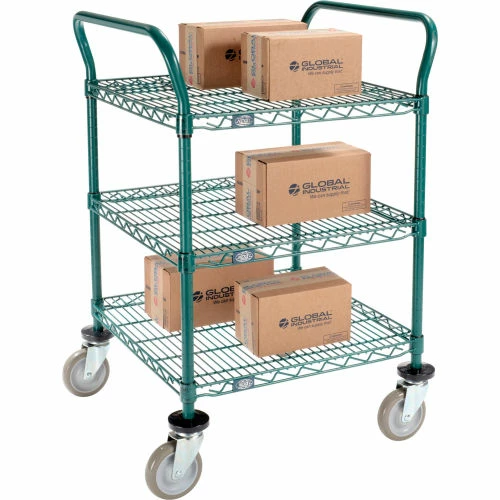 Coupon 👏 Nexel® Utility Cart, 3 Shelf, Poly-Green®, 24"L x 24"W x 39"H, Polyurethane Swivel Casters 💯 - Image 2